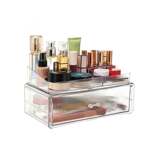 ZHIAIstackable storage drawer, transparent acrylic storage box, cosmetics and beauty product storage organizer, suitable for makeup room, bathroom, under kitchen sink, room, home bedroom storage. - color: 1 long drawers