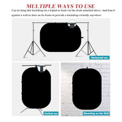 3.3x5ft/1x1.5m Chromakey Black White Backdrop with 6.23ft Stand, 2-in-1 Black Screen White Screen Collapsible Reversible Pop-Up Background Panel for Photography, Live Streaming, Video Shooting - color: Black/White