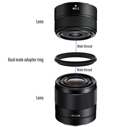 Aluminum Male to Male Lens Adapter Ring for Macro Photography 49-49mm, 49-52mm, 49-55mm, 49-58mm, 49-62mm, 49-67mm, 49-77mm, 49-82mm (49-62mm) - size: 49-62mm