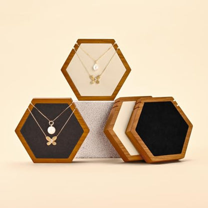 Solid Wood Hexagon Necklace Holder Stand Retail Hanging Jewelry Necklace Stand Display for Vendors(Black) - color: Black