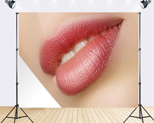 Trykid 15x10ft Glossy Natural Pink Lips Backdrop Beauty Makeup Cosmetic Photography Background Salon Fashion Launch Party Decoration Tapestry Photo Booth Prop Fabric - size: 15x10ft