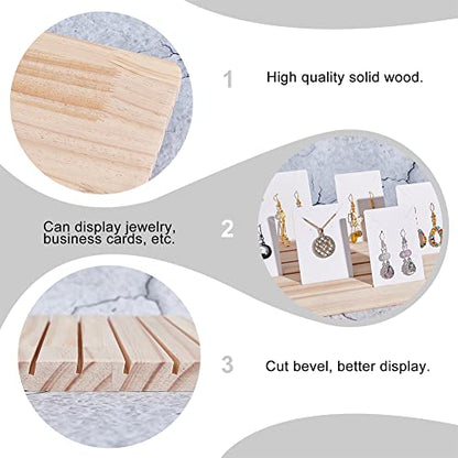 NBEADS Wood Earring Display Stands, 6 Slots Jewelry Earring Ring Display Holder Wood Earring Business Card Holder Display with 100 Pcs Jewelry Display Cards for Home Retail Store, 6.57x10.9 - color: 6 Slots Wooden 6.57x10.9"