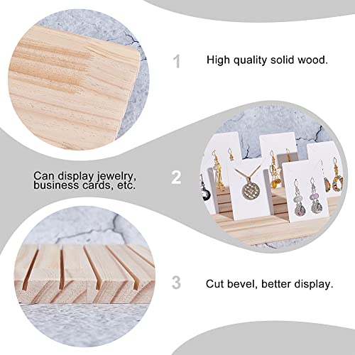 NBEADS Wood Earring Display Stands, 6 Slots Jewelry Earring Ring Display Holder Wood Earring Business Card Holder Display with 100 Pcs Jewelry Display Cards for Home Retail Store, 6.57x10.9 - color: 6 Slots Wooden 6.57x10.9"