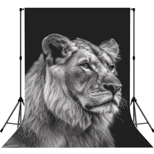 Gray Lion Backdrop Background for Photography 5x7ft Photobooth Professional Photo Backdrop Curtains Video Photography Studio Photo Backgrounds Banner Booth Background Screen Parties - color: Gray Lion