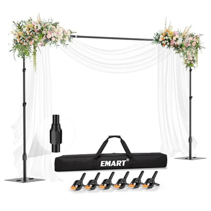 EMART Backdrop Stand,10x7ft(WxH) Adjustable Photo Background Stand with Upgrade Rod,Heavy Duty Flat Base,Metal Pipe and Drape Frame for Wedding,Birthday Party,Decorations,Photography Studio - size: 10x7ft