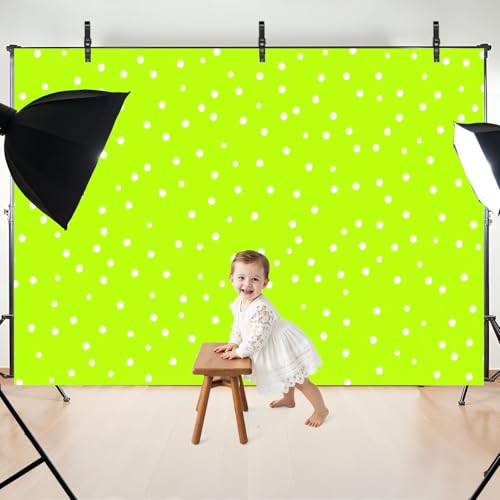 5x7ft Photography Backdrop Polka Dot Bright Green White Photo Backdrop Photography Background for Photoshoot Portrait Video Party Photo Studio Prop Booth - color: Color3