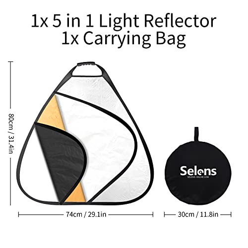 Selens 5-in-1 Triangle Reflector (32 Inch) with Handle for Photography Photo Studio Outdoor Lighting - size: 32 Inch Triangle Reflector
