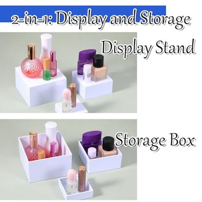 6 Pcs Buffet Risers, Food Risers for Buffet Table, White Acrylic Cube Boxes Display with Hollow Bottoms Display Stand Shelf for Party Cake Dessert Catering Jewelry Collectibles (3"4"5"6"7"8'')