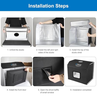 PULUZ 24x16 Inch Professional Photo Light Box with 672 LED Dimmable Lights, 3000K-6500K Dimmable Temperature, Portable Shooting Tent Kit with 4 Backdrops for Product Photography - size: 24*16 inch