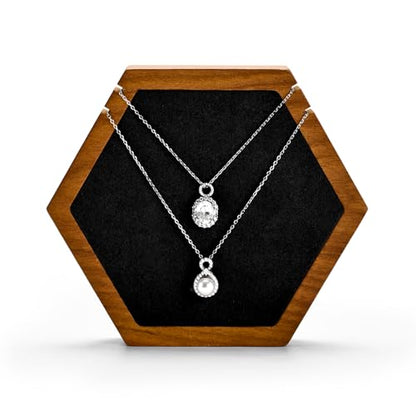 Solid Wood Hexagon Necklace Holder Stand Retail Hanging Jewelry Necklace Stand Display for Vendors(Black) - color: Black