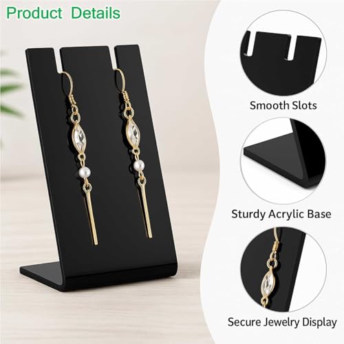 15Packs L-Shape Acrylic Earring Holders Black White Clear Jewelry Display Earring Display Stands Necklace Display Racks Organizers for Earrings Necklace Jewelry