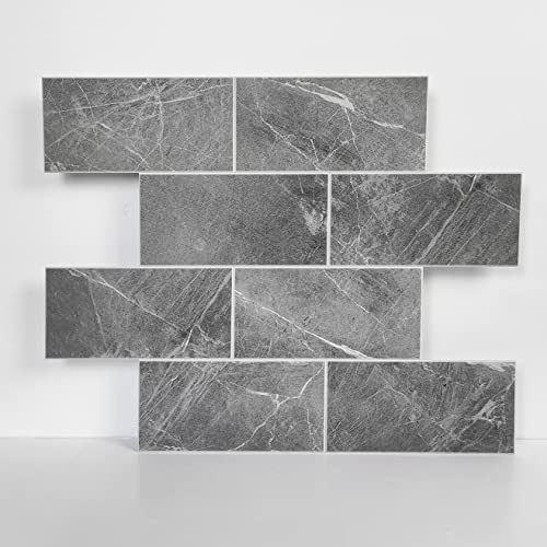 COLAMO 10 Sheets Dark Gray Peel and Stick Backsplash, Large Subway Tile Faux Stone Marble Tile for Kitchen Backsplash,RV, Self Stick On Accent Wall Tile,12”x12” Adhesive Mosaic Tiles for Bathroom Wall - color: Gray, size: 10 Sheets (12"×12")