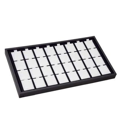 Ikee Design 2 Pcs Set Black Earring Display Tray with 32 Earring Cards Organizer, Jewelry Tray Display for Stud Earring Collection, 100pcs Earring Puffy Cards, 14 3/4W x 8 1/4D x 1H in, White, Black - color: Large Earring Card