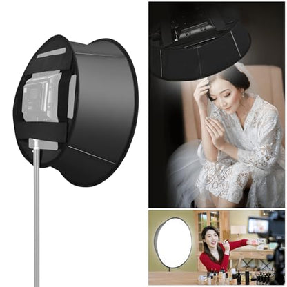 YN45-1 45cm/18in Round Softbox Diffuser Collapsible with Carrying Bag for YONGNUO YN300/YN300 II/ YN300 III/ YN300 IV LED Video Light