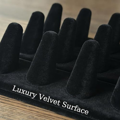 Ring Display Stand, Black Velvet Ring Holder Stand, Jewelry Display for Selling, Ring Organizer for Girls Dresser, 18 Slots