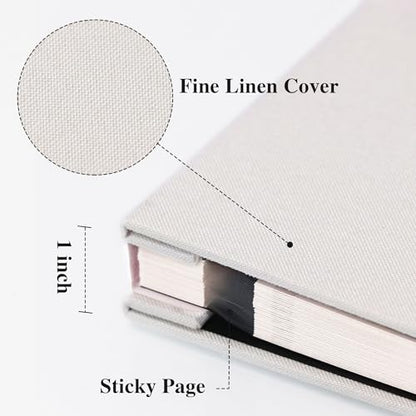 Vienrose Large Photo Album Self Adhesive for 4x6 8x10 Pictures Linen Scrapbook Album DIY 40 Blank Pages with A Metallic Pen - color: White, size: 11"x10.6" 40pages