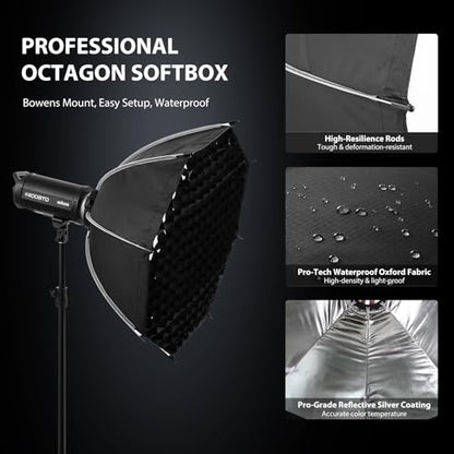 35.4"/90cm Bowens Mount Softbox - Professional Photography Soft Box with Honeycomb Grid, Light Diffusers, Carrying Bag for 120D 600D 300X RC 120D/120B RC 220B MS60B MS60C MS150B S101-300W/400W Pro - size: 35.4"/90cm Softbox