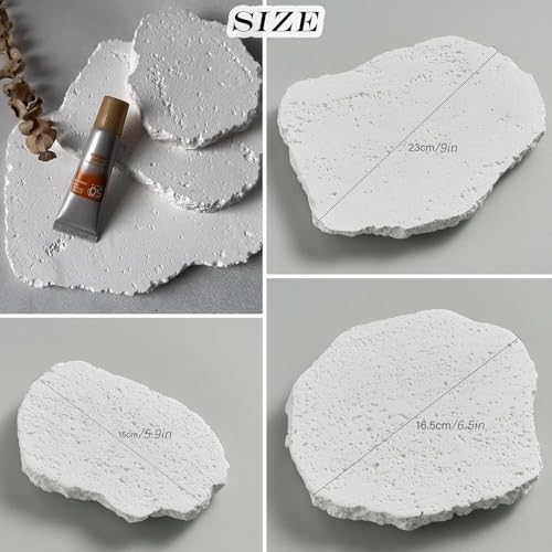 3PCS Photography Background Props Irregular Aromatherapy Gypsum Geometric with Holes Props for Food Jewelry Photoshoot Waterproof White Product Cosmetics Fragrance Photo Prop - color: white-2