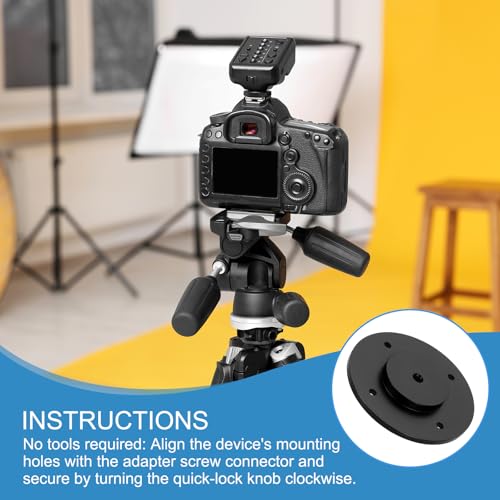 PATIKIL 1/4" Thread Tripod Adapter Holder 40mm Dia, 2Pcs Aluminum Alloy Flange Wall Mount Tripod Mount Plate with Self-Tapping Screw for Magic Arm Monitor Light Flash DSLR Camera