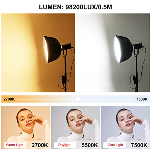 GVM RGB Video Light Kit, 200W Bi-Color Led Video Lighting with DMX Bowens Mount Softbox & Stand, Studio Light for Photography Shooting with COB Lamp Bead, 8 Lighting Effects, 2700K~7500K CRI 97+ - size: SET1