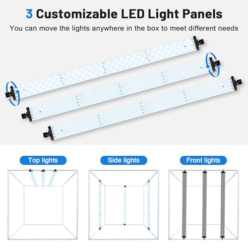 40x40 Inch Photo Studio Photo Light Box for Photography, 405 LED Large Lightbox with 3 Light Panel Stepless Dimming and Soft Light Cloth Professional Photo Background Shooting Tents - size: 40x40 in (3 LED Strips)
