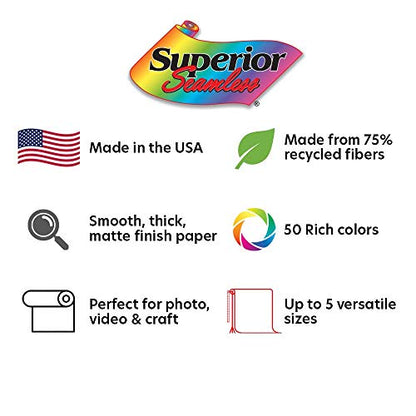 Superior Seamless Photography Background Paper, #44 Jet Black 86 inches Wide x 36 feet Long (Made in USA)