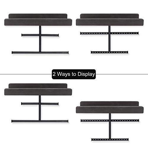 Keebofly Hanging Wall Mounted Jewelry Organizer with Rustic Wood Jewelry Holder Display for Necklaces Bracelet Earrings Ring Set of 2 Black,[Patented] - color: Black