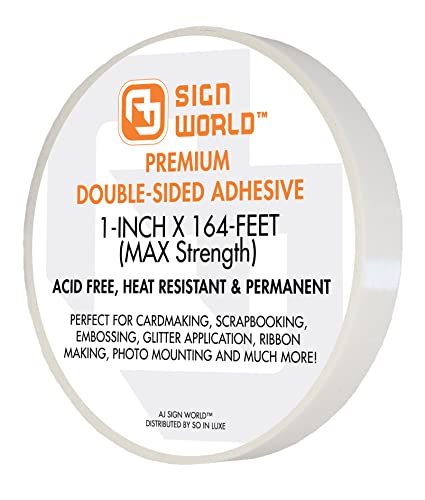 Best 1" MAX Strength Thin Permanent Double-Sided Tape for Arts, Crafts, Photography, Scrapbooking, Tear-by-Hand, Paper Backing (1-Inch by 164-Feet/55 Yards)… - size: 1-Inch MAX Strength Thin