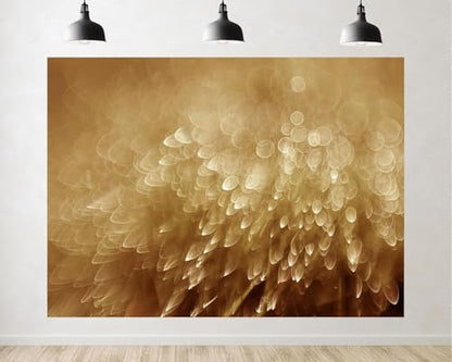 Trykid 5x5ft Golden Bokeh Backdrop Warm Tone Feathery Light Scene Photography Background Cozy Evening Decoration Tapestry Photo Booth Prop Fabric - size: 5x5ft