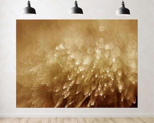 Trykid 12x8ft Golden Bokeh Backdrop Warm Tone Feathery Light Scene Photography Background Cozy Evening Decoration Tapestry Photo Booth Prop Fabric - size: 12x8ft