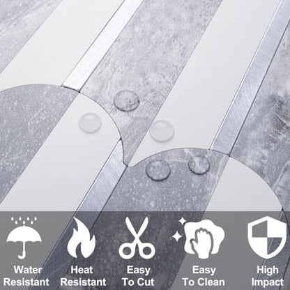 DICOFUN 10-Sheet Grey & White Peel and Stick Backsplash for Kitchen, PVC Stick on Backsplash Wall Tiles - color: Fish Scale/Grey and White, size: 10 Sheets, 12"x12"x0.12"
