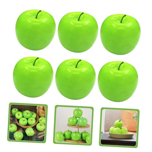 Happyyami 6pcs Realistic Foam Artificial Green Fruit Models for Home Decor and Photography Props, Lightweight Decorative Simulation Fruits for Table Display and Event Styling