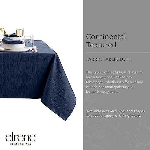 Elrene Home Fashions Continental Solid Texture Water, Stain & Wrinkle Resistant Tablecloth, 52"X52" Square, Navy - color: Navy, size: 52" x 52" (Square)