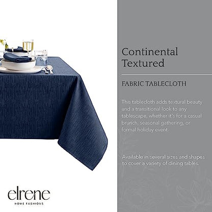 Elrene Home Fashions Continental Solid Texture Water, Stain & Wrinkle Resistant Tablecloth, 52"X52" Square, Navy - color: Navy, size: 52" x 52" (Square)