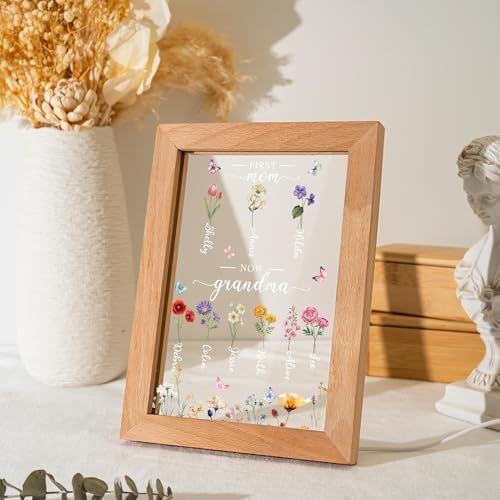 Personalized First Mom Now Grandma Night Light, Custom Night Light with Family Birth Flower, Mothers Day LED Lamp, Mothers Day Gift, Mom Gifts, Grandma Gifts - color: Style 8