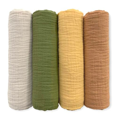 SwaddleDesigns Cotton Muslin Swaddle Blankets for Baby Boy & Baby Girl, Set of 4, Neutral Receiving Blankets for Newborn, Baby Registry & Gift, 46x46 inches, Apricity - color: Apricity