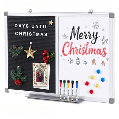 S SWANCROWN Felt Board White Board Combo/Letter Board/Dry Erase Whiteboard for Office, Classroom Home, Black, 24x18 Inch - color: Black-vertical, size: 24"W x 18"H