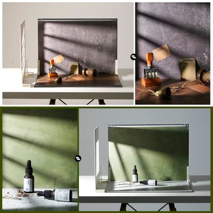 Food Photography Backdrops with Shadow Boards, 10Pcs Double-Sided Photo Background Paper (20 Patterns), Tabletop Small Product Shooting Kit with T-Stand & Clamps for Jewelry, Cosmetics