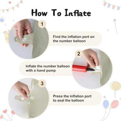 CARGEN 40 Inch Creamy White Number 3 Balloon, Large Beige Foil Mylar Digital 0-9 for Birthday Decorations, Boho Neutral Party Supplies, Wedding Anniversary Photo Props, Helium or Air Fill - style: Number 3