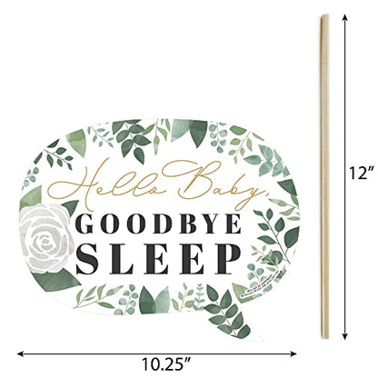 Big Dot of Happiness Funny Boho Botanical Baby - Greenery Baby Shower Photo Booth Props Kit - 10 Piece - color: Boho Botanical