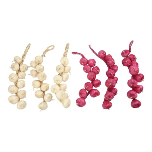 6Pcs Artificial Garlic String Decor Bulbs For Kitchen Wall Hanging, Rustic Dining Room Display And Culinary Photography Props
