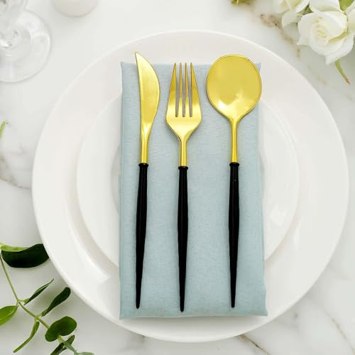 Efavormart 24-Pack 8" Gold and Black Disposable Plastic Silverware; Professional Dual-Tone Heavy-Duty Cutlery for Executive Receptions, Luxury Parties and Boutique Events - color: Gold/Black, size: 8"