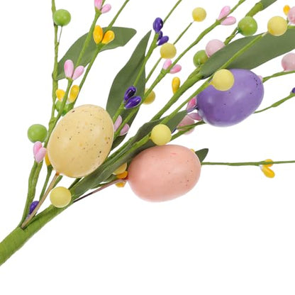 3pcs Artificial Easter Flower Branches with Decorative Eggs, Spring Floral Stems Holiday Artificial Flower Props for Easter Party and Home Kitchen Decorations