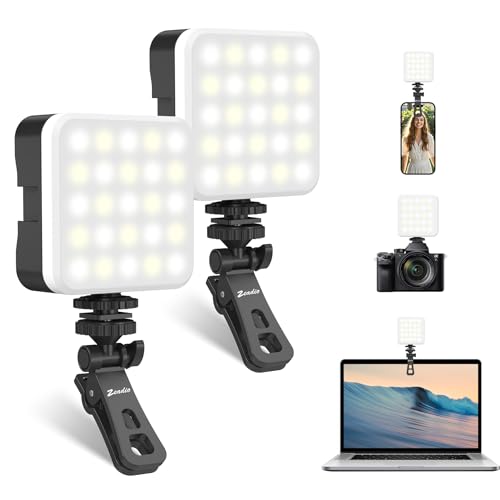 Zeadio Portable LED Pocket Light with Clip - Adjustable 3000K-7000K Color Temperature Camera Light, CRI95, Small Video Selfie Light for Tabletop Filming/Selfie/Cell Phone/Photography, Pack of 2 - color: LED, size: Pack of 2