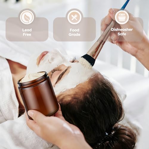 8 oz Amber Glass Jars with Metal Lids, 12 Pack Amber Small Glass Jars with Black Lids, Lotion Container Empty Cosmetic Travel Containers for Sample, Cream, Lotion, Honey, Powder - color: Amber-Metal Lids, size: 8 Ounces