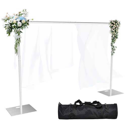 Pipe and Drape Backdrop Stand Kit Backdrop Stand For Parties 10ftx10ft Adjustable Photo Backdrop Stand Heavy Duty Background Stand for Wedding Banquet Decorations Silvery