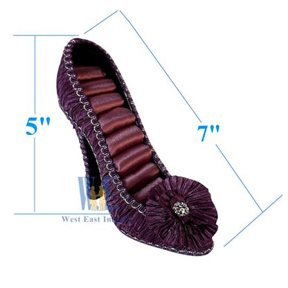 Ring Holder High Heel Shoe Design Fashion Jewelry Organizer Display Birtyday Gift (Plum) - color: Plum