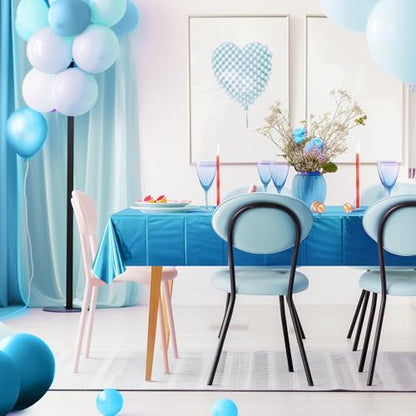 Just Shimmer 2 Pcs Lake Blue Foil Tablecloth 54 * 72inch Plastic Wedding Birthday Winter Party Turquoise Table Cloths Disposable Waterproof Aqua Table Cover for Graduation Anniversary Party Supplies - color: Lake Blue