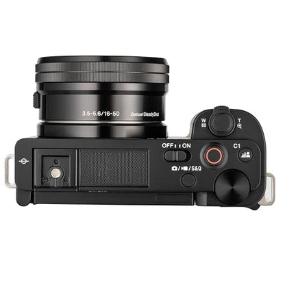 Sony ZV-E10 Mirrorless Camera Kit (Black) with 16-50mm II Power Zoom Lens | 4K Video | Real-Time Autofocus | Creator Camera + 64GB Card + Bag + Card Reader + HDMI Cable + Flex Tripod + More (Renewed)