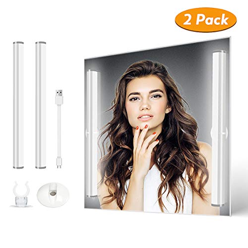 Benature LED Mirror Lights Portable Rechargeable Vanity Light 3 Brightness Touch Control Makeup Light for Bathroom Dressing Room 2 Packs - size: 2 Packs